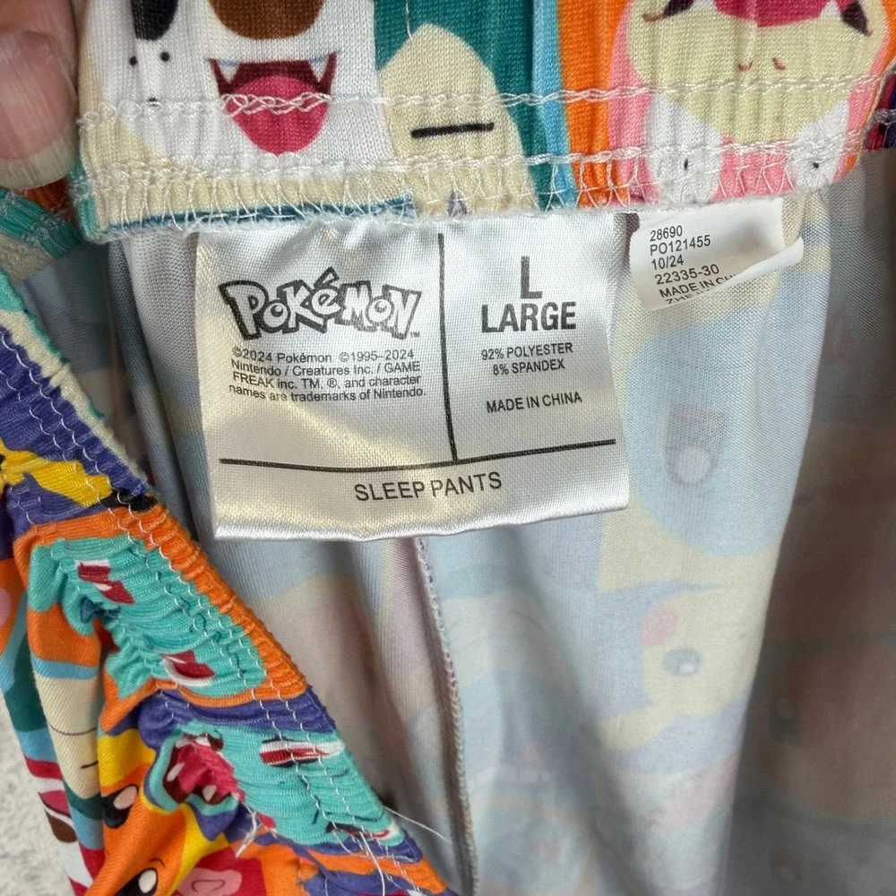 Pokemon Mens Large Sleep Pants Pikachu Gengar Snorlax Grid Print Lounge Pajamas
